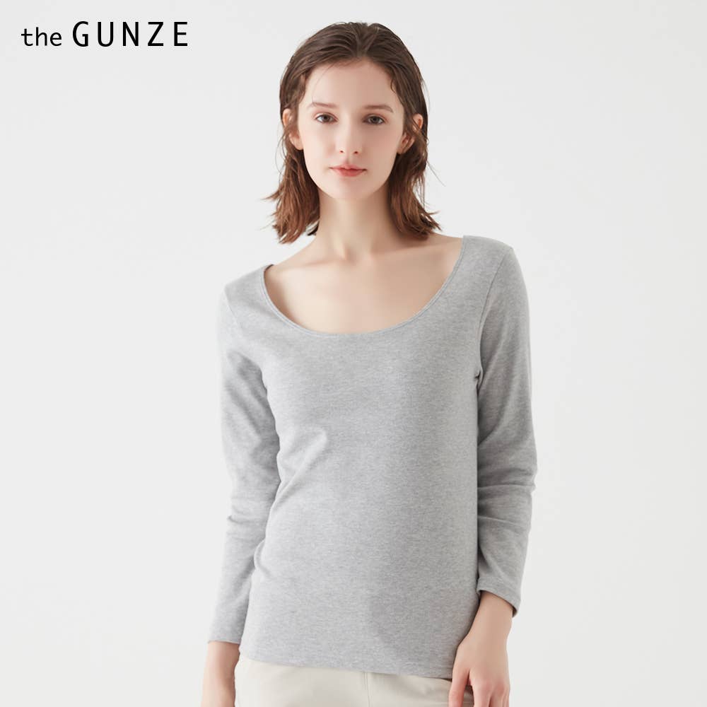 【冬の綿100%】8分袖インナー(えりあき広め)【SALE】